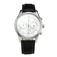 Omega De Ville Working Chronograph with White Dial Leather Strap-Sapphire Glass-1