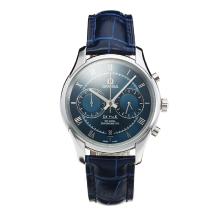 Omega De Ville Working Chronograph with Blue Dial Leather Strap-Sapphire Glass