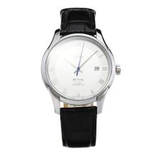 Omega De Ville with White Dial Leather Strap-White Marker