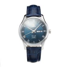 Omega De Ville with Blue Dial Leather Strap
