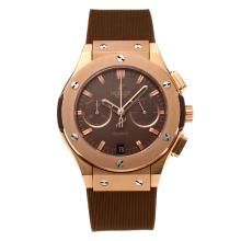 Hublot Big Bang Working Chronograph Rose Gold Case with Coffee Dial Coffee Rubber Strap