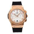Hublot Big Bang Working Chronograph Rose Gold Case with White Dial Black Rubber Strap