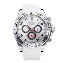 Rolex Daytona II Automatic with White Dial Rubber Strap-Red Needle