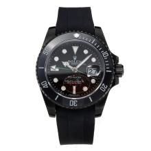 Rolex GMT-Master II Automatic Ceramic Bezel PVD Case with Black Dial Rubber Strap-Green Needle