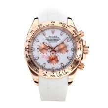 Rolex Daytona II Automatic Rose Gold Case with White Dial Rubber Strap