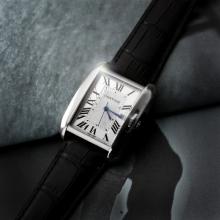 Cartier Tank Anglaise with White Dial Black Leather Strap(Gift Box is Included)