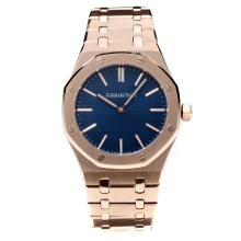 Audemars Piguet Royal Oak Automatic Full Rose Gold with Blue Dial-18K Gold Plated Movement