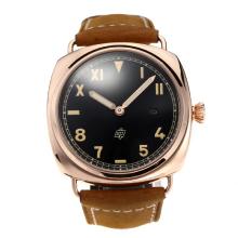 Panerai Classic Automatic Rose Gold Case with Black Dial Leather Strap