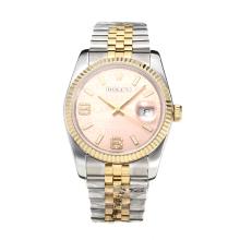 Rolex Datejust Swiss Cal 3135 Movement Two Tone with Super Luminous Pink Dial Sapphire Glass