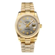 Rolex Datejust Automatic Full Gold Diamond Markers with Gray Dial