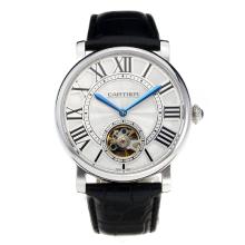 Cartier Rotonde de Cartier Automatic with White Dial Leather Strap