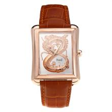 Piaget Dragon & Phoneix Collection Rose Gold Case with White Dial Leather Strap
