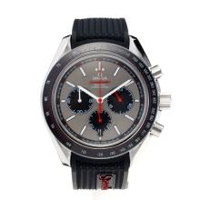 Omega Speedmaster Working Chronograph Ceramic Bezel with Grey Dial Rubber Strap