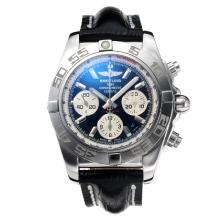 Breitling Classic Asia Valjoux 7750 Movement with Black Dial Sapphire Glass-Leather Strap