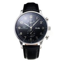 IWC Classic Working Chronograph with Black Dial Leather Strap