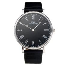 IWC with Black Dial Leather Strap