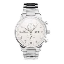 IWC Classic Working Chronograph with White Dial S/S-Silver Marker