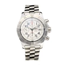 Breitling Chrono Avenger Chronograph Asia Valjoux 7750 Movement with White Dial S/S-Sapphire Glass
