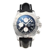 Breitling Chrono Avenger Chronograph Asia Valjoux 7750 Movement with Black Dial Leather Strap-Sapphire Glass