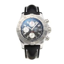 Breitling Chrono Avenger Chronograph Asia Valjoux 7750 Movement with Gray Dial Leather Strap-Sapphire Glass