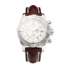 Breitling Chrono Avenger Chronograph Asia Valjoux 7750 Movement with White Dial Leather Strap-Sapphire Glass-1