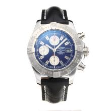 Breitling Chrono Avenger Chronograph Asia Valjoux 7750 Movement with Blue Dial Leather Strap-Sapphire Glass