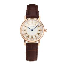 Cartier Classic Rose Gold Case with White Dial Leather Strap-1
