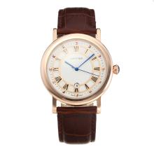 Cartier Classic Rose Gold Case with White Dial Leather Strap