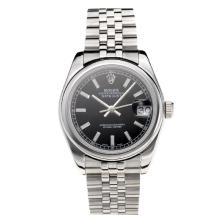 Rolex Datejust Swiss ETA 2355 Automatic Movement with Black Dial S/S-Stick Markers-Sapphire Glass