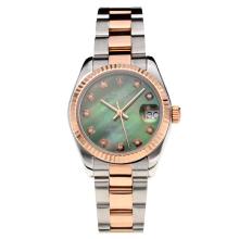 Rolex Datejust Swiss ETA 2355 Automatic Movement Two Tone with Green Dial Sapphire Glass