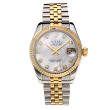 Rolex Datejust Swiss ETA 2355 Automatic Movement Two Tone with White Dial Sapphire Glass