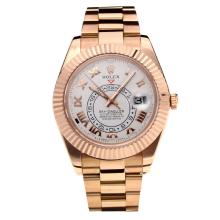 Rolex Sky Dweller Automatic Full Rose Gold with White Dial Roman Markers Same Chassis as the Swiss Version