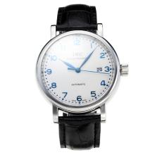 IWC Swiss ETA 2824 Automatic with White Dial Leather Strap-Sapphire Glass