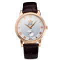Omega De Ville Manual Winding Rose Gold Case with White Dial Leather Strap