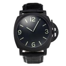 Panerai Automatic PVD Case with Black Dial Leather Strap