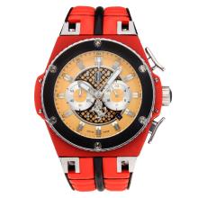Hublot Big Bang Working Chronograph PVD Bezel with Yellow Dial Red Rubber Strap