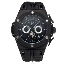 Hublot Big Bang Working Chronograph Full PVD Case with Black Dial Rubber Strap-White Markers