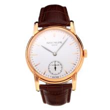 Patek Philippe Grande Complication Manual Winding Rose Gold Case with White Dial Leather Strap
