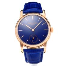 Patek Philippe Grande Complication Manual Winding Rose Gold Case with Blue Dial Leather Strap