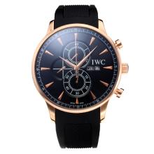 IWC Working Chronograph Rose Gold Case with Black Dial Rubber Strap