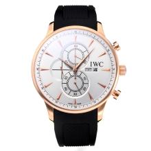 IWC Working Chronograph Rose Gold Case with White Dial Rubber Strap