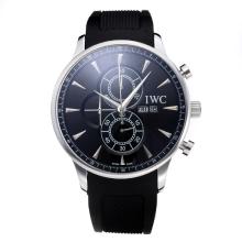 IWC Working Chronograph with Black Dial Rubber Strap-1