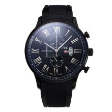 IWC Working Chronograph PVD Case with Black Dial Rubber Strap-1