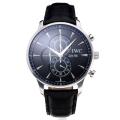 IWC Working Chronograph with Black Dial Leather Strap-1