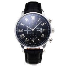 IWC Working Chronograph with Black Dial Leather Strap
