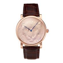Cartier Classic Rose Gold Case with Champagne Dial Leather Strap