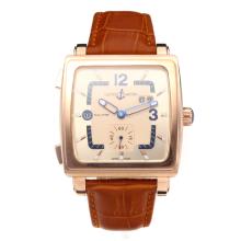 Ulysse Mardin Automatic Rose Gold Case with Champagne Dial Leather Strap