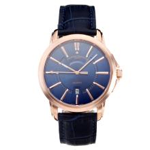 Vacheron Constantin Rose Gold Case with Blue Dial Leather Strap
