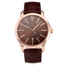 Vacheron Constantin Rose Gold Case with Coffee Dial Leather Strap