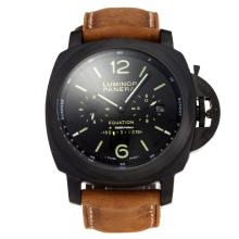 Panerai Luminor Marina Working Power Reserve Automatic PVD Case with Black Dial Leather Strap-2
